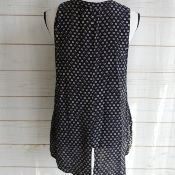 SANCTUARY Black FLORAL SLEEVELESS BUTTON DOWN BLOUSE TOP SZ M - Picture 3 of 4